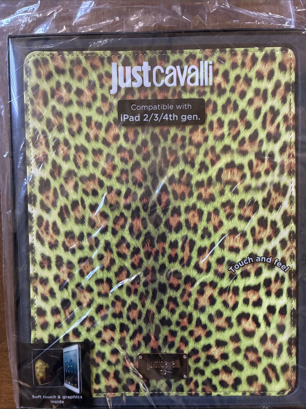 Just Cavalli Neon Green and Brown Leopard Tablet Cover